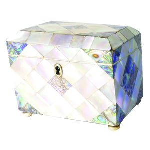 A Victorian mother-of-pearl and abalone tea caddy, the exterior…