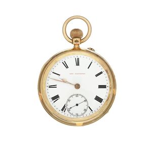 A late Victorian gold open face pocket watch, hallmarked and…