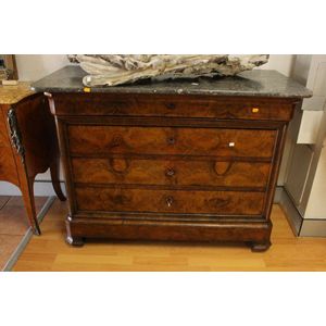 Antique French Provincial Louis Philippe Cherry Low Commode Chest
