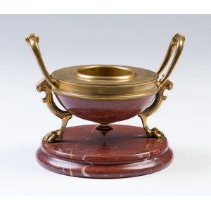 A marble mounted gilt metal ewer, after the antique, 19th…