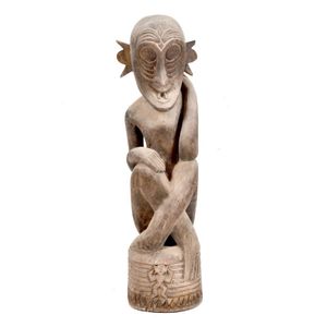 Borneo ancestral figure, carved tattoo motifs and base, height&hellip;