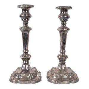 Candlesticks, pair of mid 19th century English Sheffield plate…