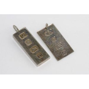Two hallmarked silver ingots, Sheffield 1977 - 78, weight: 39…