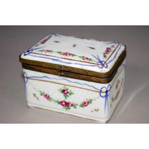Continental porcelain lidded trinket box, hand painted floral…
