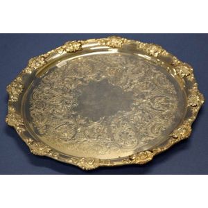 Vintage Hardy Bros silver plated coffee tray, applied leaf…