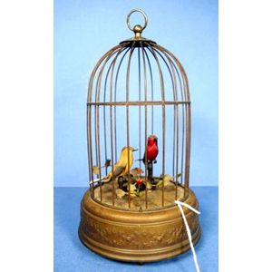 Swiss Reuge musical two birds automaton in cage, 27 cm high…