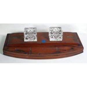 Desk set made from HMAS Sydney wood, with plaque attached 'Wood…