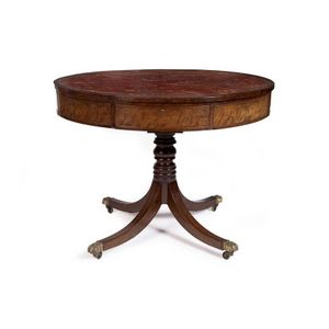 A Regency mahogany leather inset drum table, circa 1820, 87 cm…