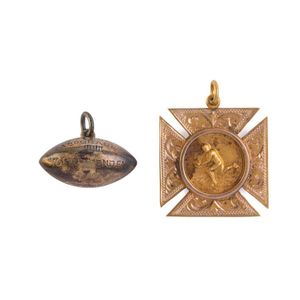 New Zealand Rugby: Football-shaped medal engraved 'A.C.R.U., 7…