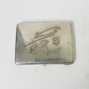 A Russian silver presentation cigarette case, gold applied…
