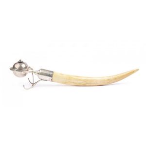 An unusual late Victorian silver and ivory tusk cigar lighter.…