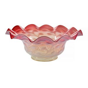 Edwardian ruby and vaseline light shade. Ruffled edge gallery…