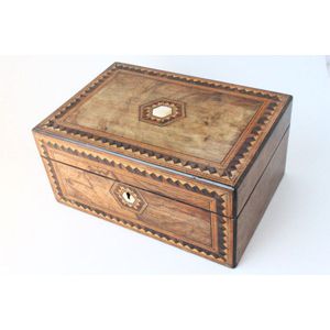Victorian sewing box and cover, of rectangular form, set with…