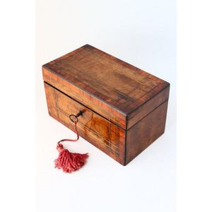 Victorian tea caddy, of deep rectangular form, set with cross…