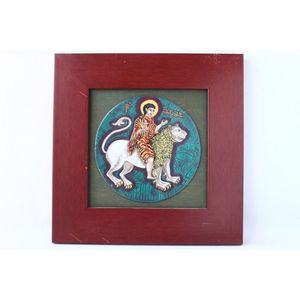 Enamel icon, by Kamilla Szakos, in form of a circular panel…