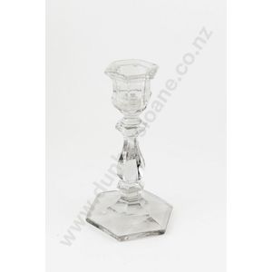 Victorian moulded glass candlestick hexagonal facet form 27 cm