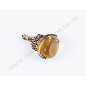 Large Victorian 9ct mounted citrine swivel fob, 3.5 cm length&hellip;