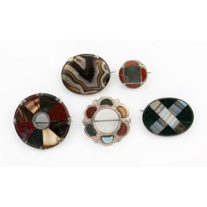 Broche Ancienne En Argent Massif Sterling Sertie D'une Vraie Agate - Bijou Vintage