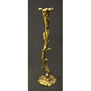 French art Nouveau gilt bronze candlestick marked SIOT Paris to…