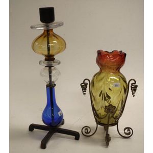 Two decorative glass and metal table wares comprising a two…