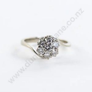 All platinum seven stone diamond cluster ring, modern floret&hellip;