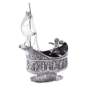 A German silver boat shaped salt (Nef) George Roth & Company /…