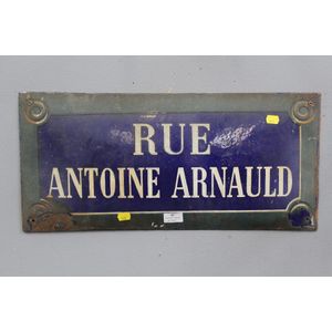 Antique 19th century French enamelled iron street sign, Rue…