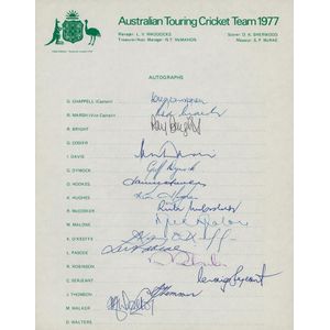 Australian Team Sheets: Group with 1977 Australian Team to…