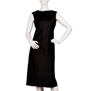 Lanvin, black silk satin cocktail dress, rounded high neckline&hellip;