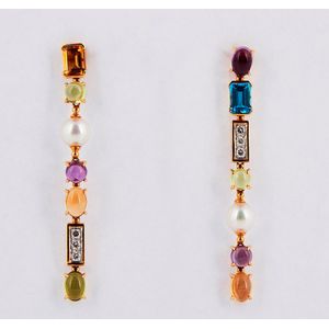 Pair of long drop earrings, in the style of Bulgari Allegra,… - Earrings -  Jewellery