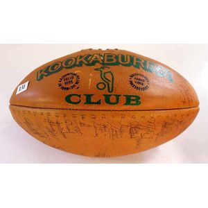A kookaburra Rugby League football, signed by members of the…