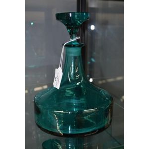 Vintage Bristol green ship form decanter with stopper, approx…