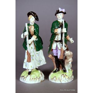 A pair of Carl Thieme Potschappel (Dresden) porcelain figures,…