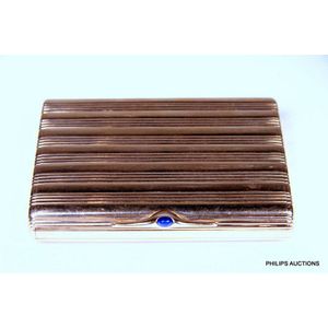 A Russian gem-set fourteen carat gold cigarette case, circa…