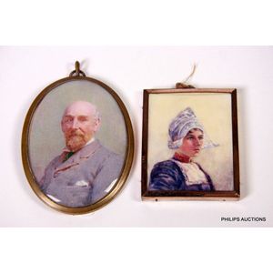 Two portrait miniatures, Edwardian and after, early 20th…