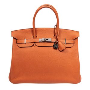 Orange Hermes Birkin 30 Handbag with Palladium Hardware - Handbags ...