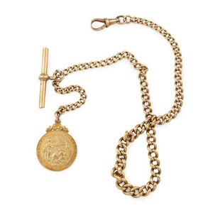 9ct Gold Fob Chain with World War I Departure Fob - Necklace/Chain ...