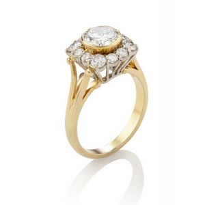 Prism Jewel 0.38Ct Cognac Diamond Surrounded White Diamond Engagement Ring