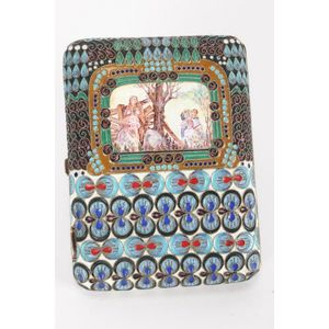 Superb Russian silver and enamel cigarette case, marked Moscow…