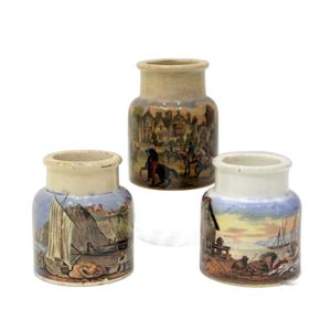 Three Victorian Pratt Ware jars, 19th century, the colour&hellip;