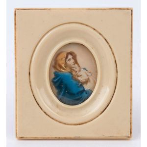 Miniature, mother and child, portrait in ivoreen frame, 20th…