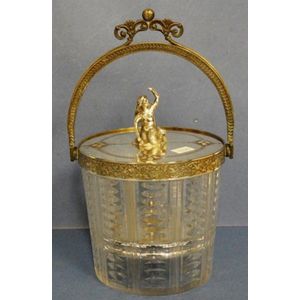 Victorian crystal & silver plated ice bucket, silver plated lid,…