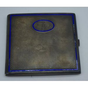 European silver & enamel cigarette case, 8.5 cm x 8 cm, 122…