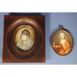 Two antique portrait miniatures, including Napoleon 13.8 cm x…