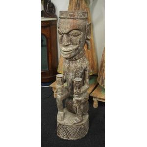 Large carved wooden Indonesian Dayak figure, 100 cm