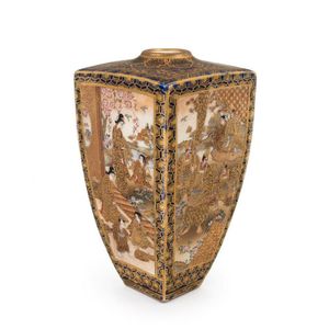 Satsuma Japanese earthenware vase adorned with four panels of…