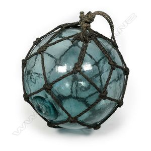 SouthBendPicker on X: Vintage Antique Japanese Glass Fishing Floats Buoy  Ball Roped Large Blue Glass  @   / X