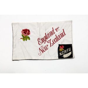 Touchline Flag, England vs. New Zealand 1967, Black fabric one…