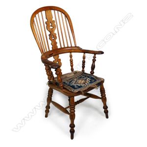 A Victorian ash and elm broad arm Windsor chair, traditional&hellip;