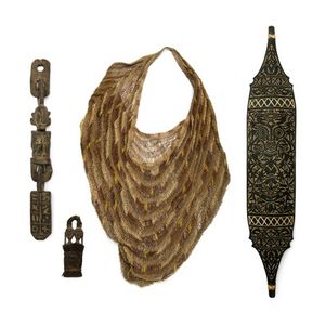Four Papua New Guinea items. Dayak shield with low relief&hellip;
